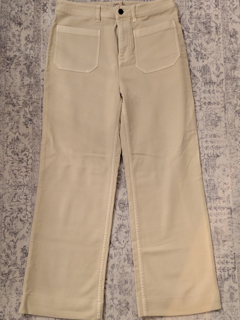 Stretch Terry Patch Pocket Ankle Pant - Egret